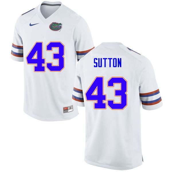 Men's NCAA Florida Gators Nicolas Sutton #43 Stitched Authentic Nike White College Football Jersey UOX3465QQ